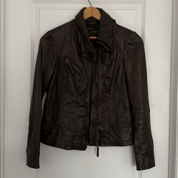 All saints leather jacket - chocolate size 6(UK12) - Picture 1 of 3